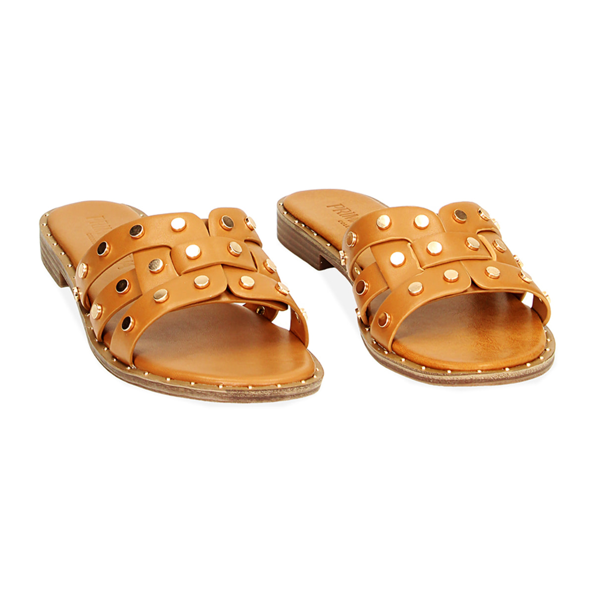 Sandalias planas color coñac