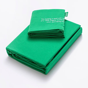 Set 2pc cama (funda nórdica 155x220cm + funda de almohada 80x80cm) 140gsm 100% algodón verde united in green benetton