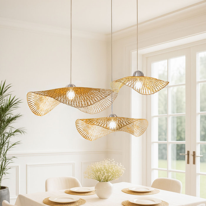Suspension aérienne en bambou tressé 55cm CARAVELLE