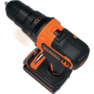 Perceuse-visseuse sans fil 2 vitesses 18V - 1 batterie 1.5Ah - coffret BLACK+DECKER BDCDD186K-QW