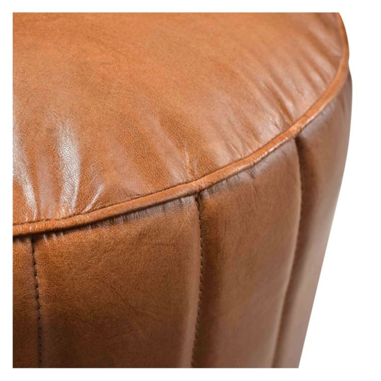 Pouf rond en cuir marron D42 cm - Bally