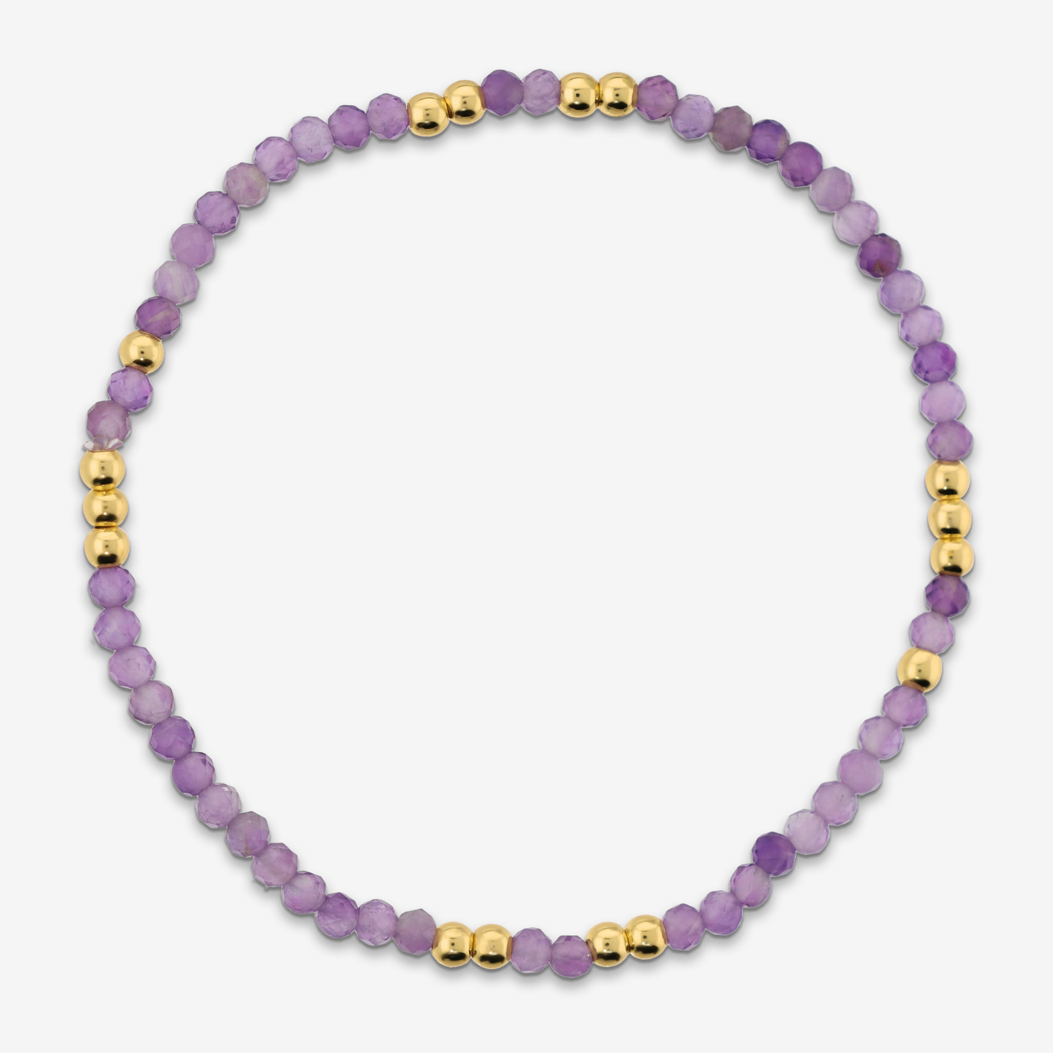 Bracciale Elastico con Ametista Viola e Bead Lucide