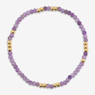 Bracciale Elastico con Ametista Viola e Bead Lucide