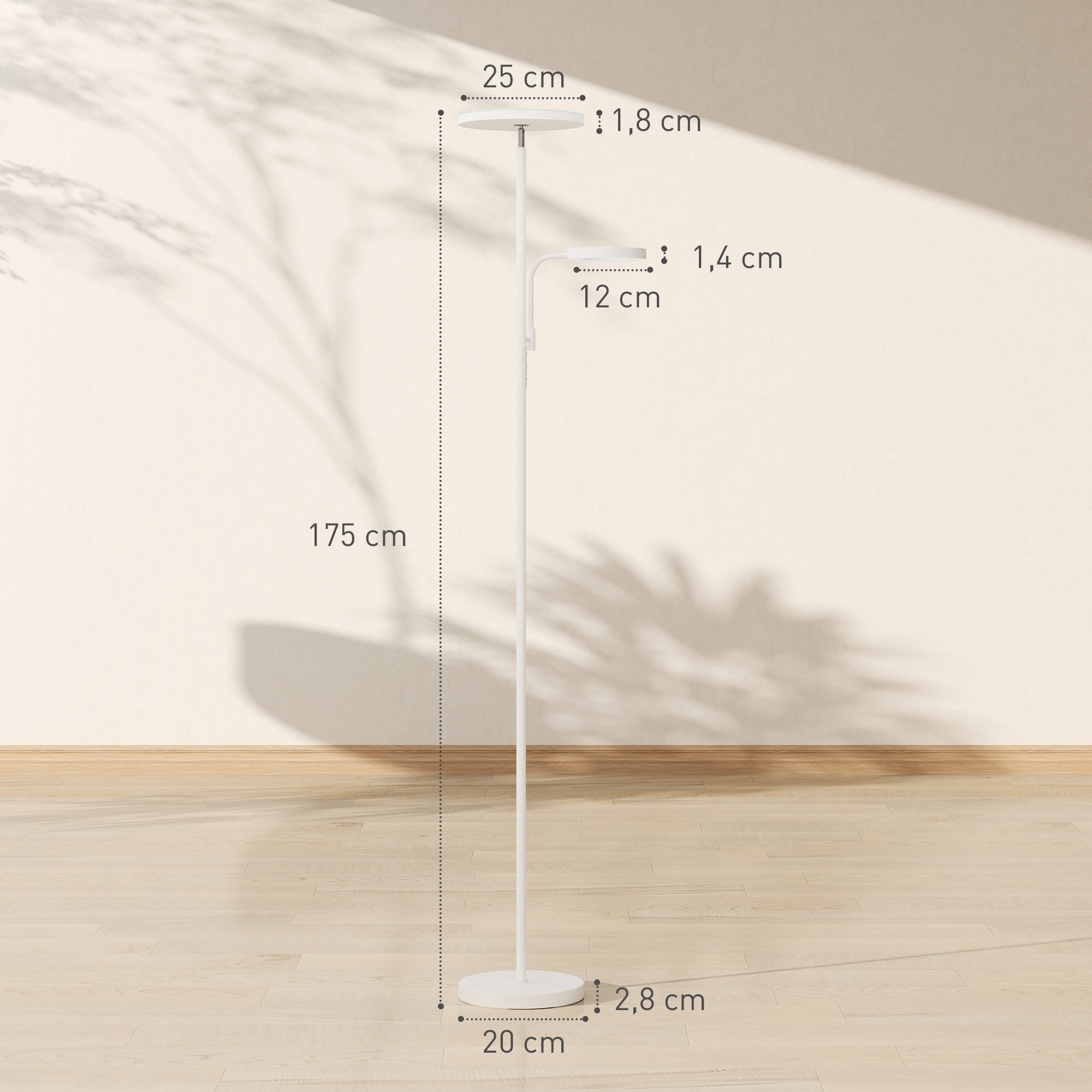 Lámpara de Pie LED Regulable 42W Lámpara de Pie Salón Giratoria con Control Remoto y Táctil Temperatura de Color y Brillo Ajustable para Salas de Estar Dormitorios Oficinas Blanco