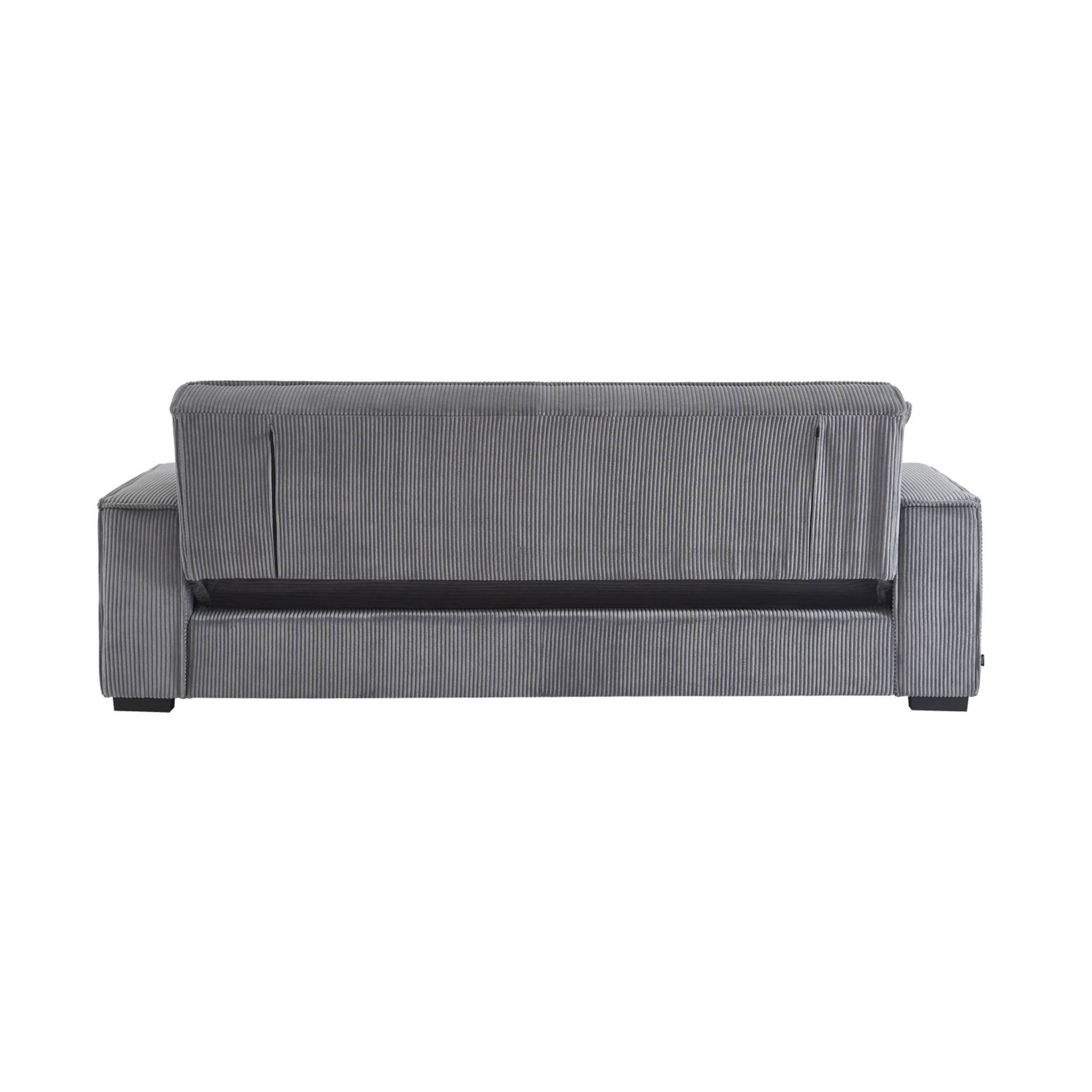 Canapé convertible 3 places gris clair velours côtelé L 231 x P 96.5 x H 80cm
