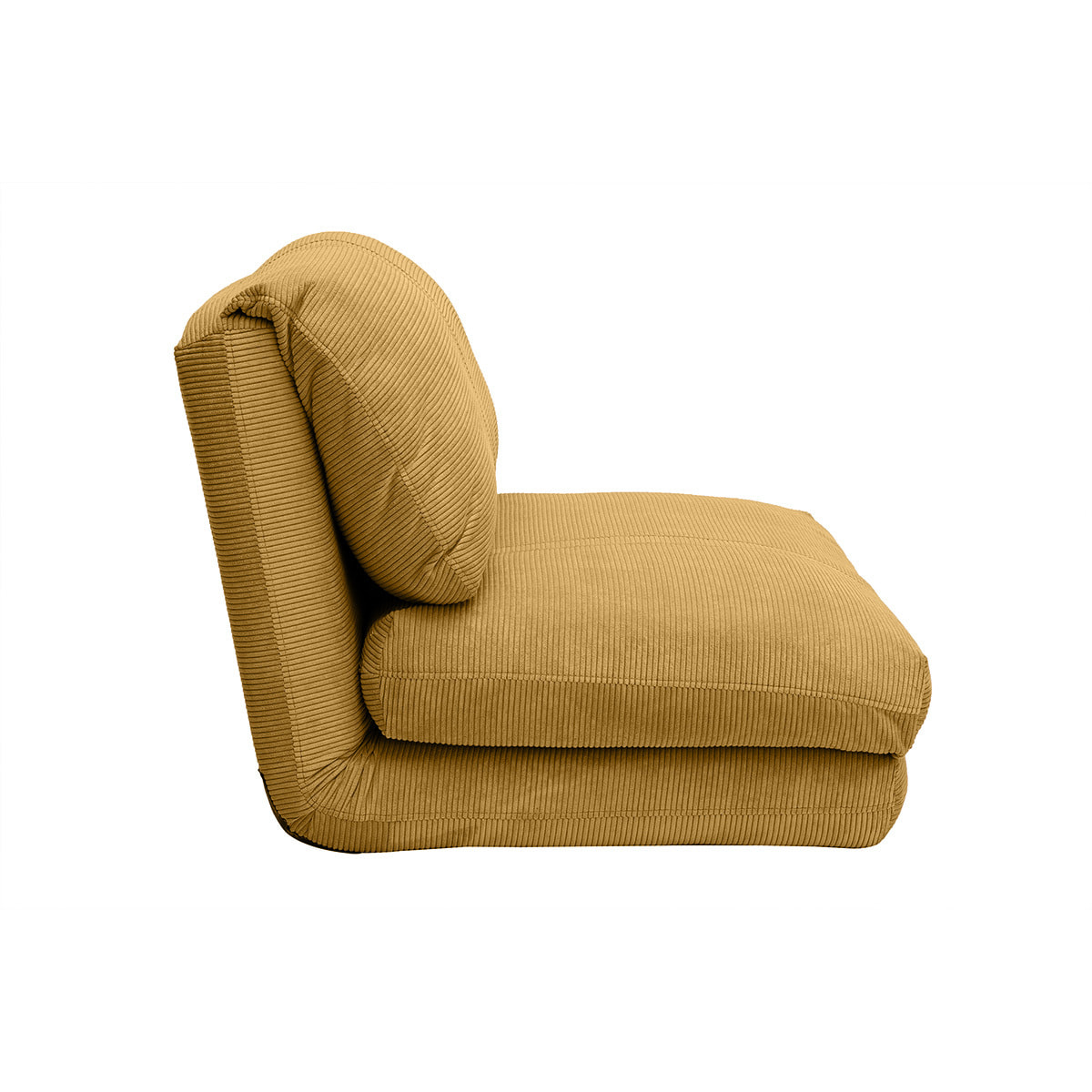 Chauffeuse 1 place convertible en tissu velours côtelé jaune curry SPENCER