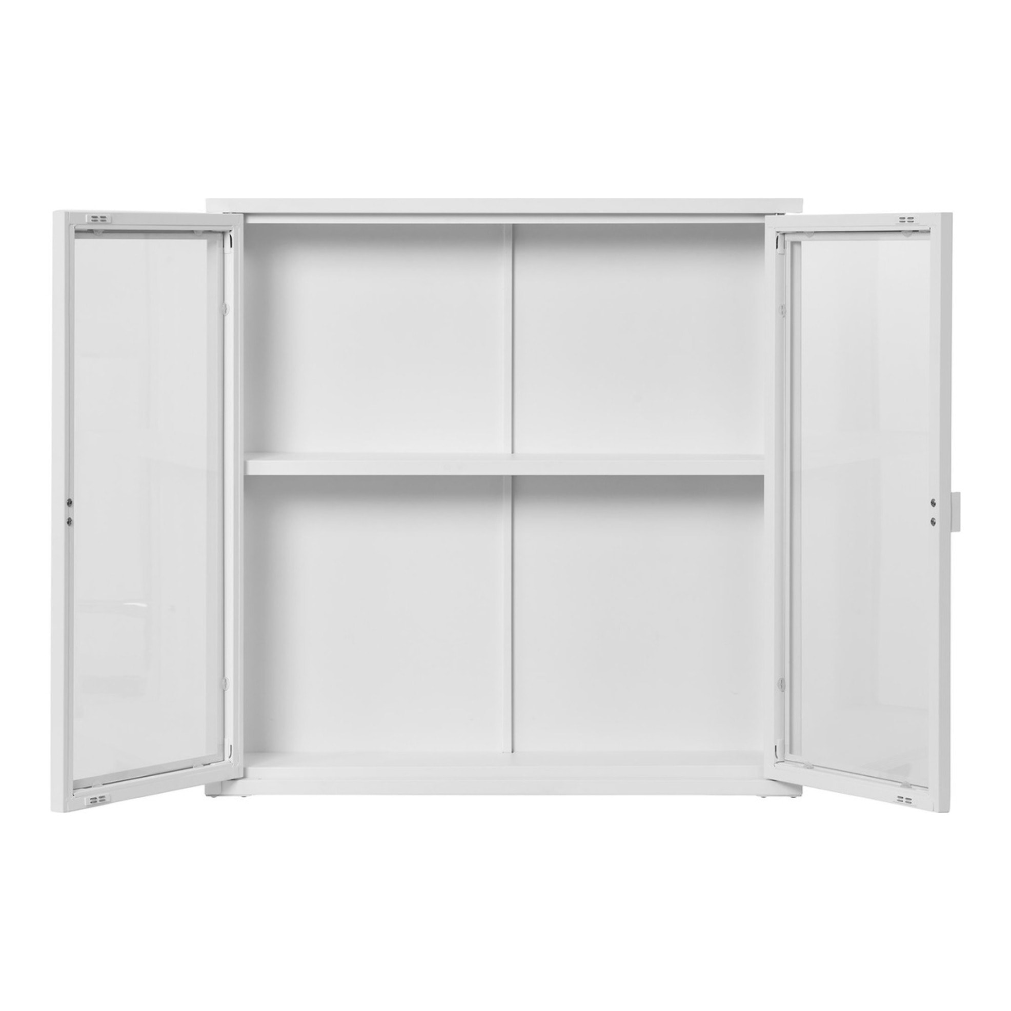 Vetrina Brisbane a muro con 2 ante in vetro, acciaio bianco 80×18×80 cm