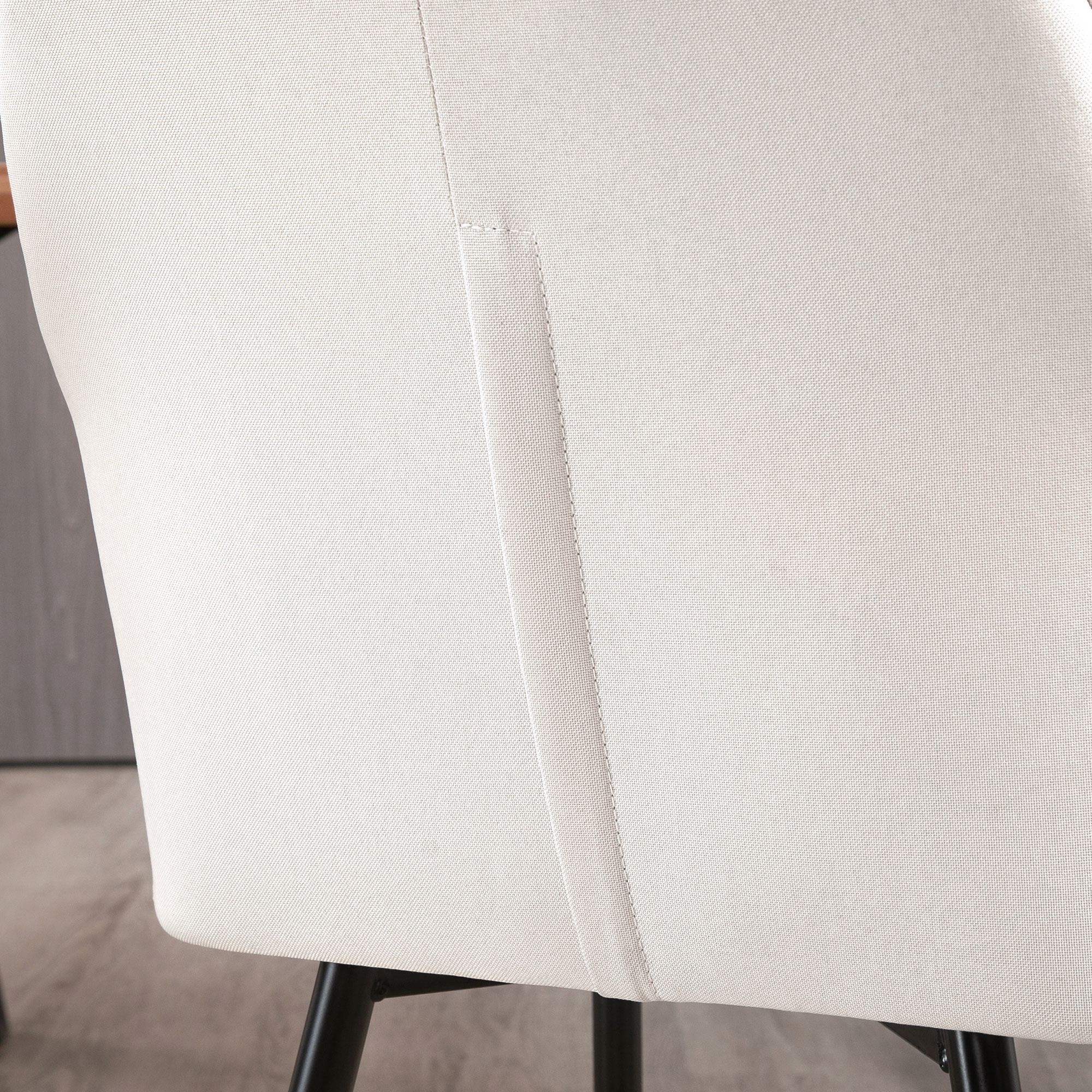 Pack de 2 Sillas de Comedor, Sillas de Cocina Modernas, con Asiento Acolchado y Tapizado, Respaldo Curvo, Reposabrazos, Patas de Metal, para Salón, Beige