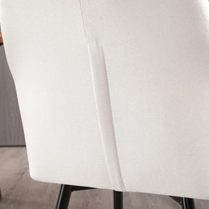 Pack de 2 Sillas de Comedor, Sillas de Cocina Modernas, con Asiento Acolchado y Tapizado, Respaldo Curvo, Reposabrazos, Patas de Metal, para Salón, Beige
