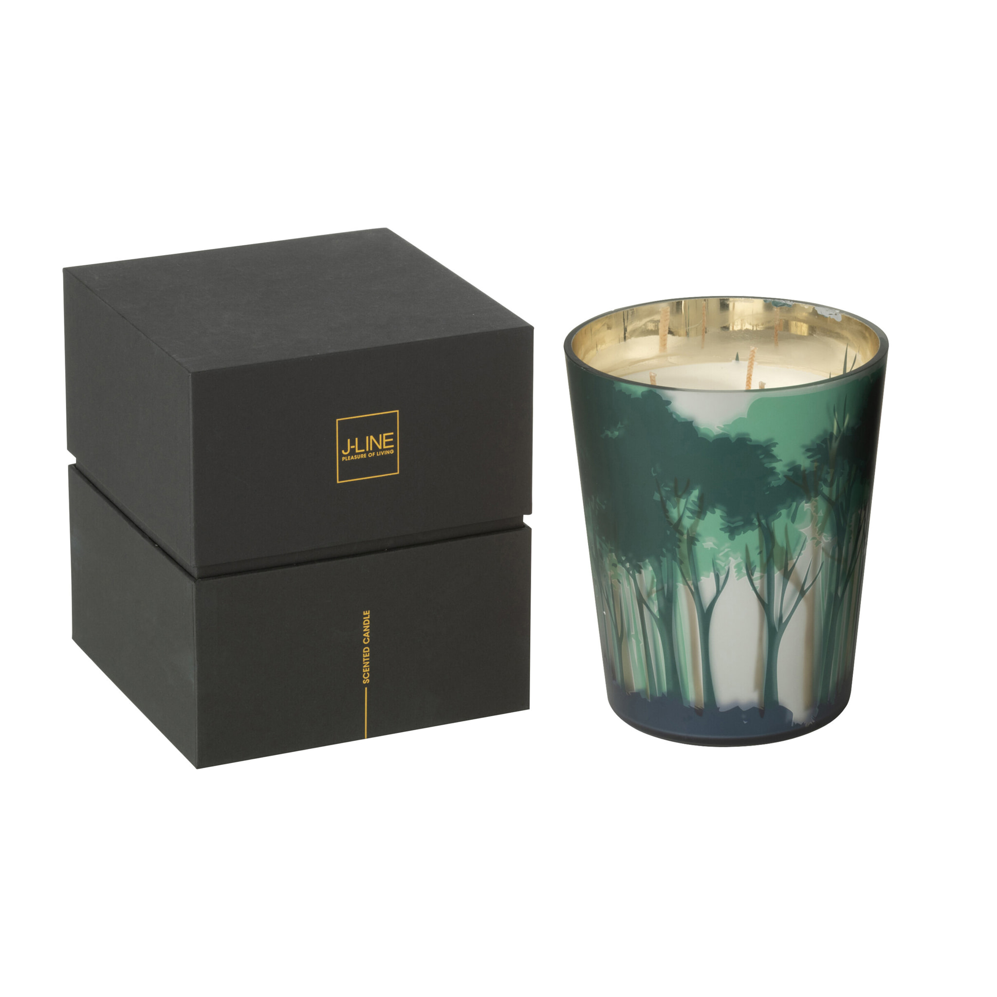 J-Line bougie parfumée Noa Forêt - All of me - verre - vert/or - medium - 68H
