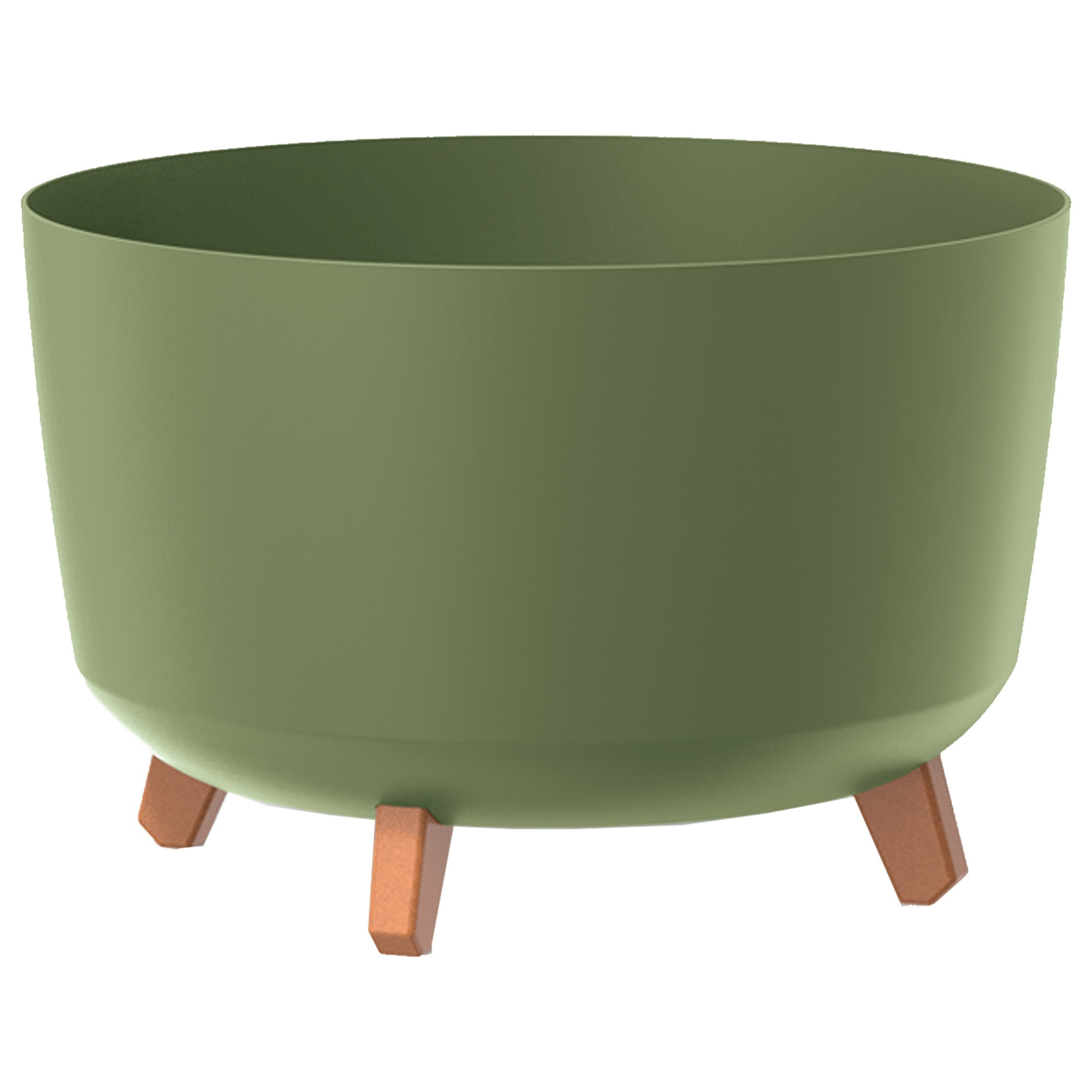 Macetero color verde tierra,sin depósito , colección gracia de 39cm x 39cm x 25,7cm cm, capacidad de 21,5 l.