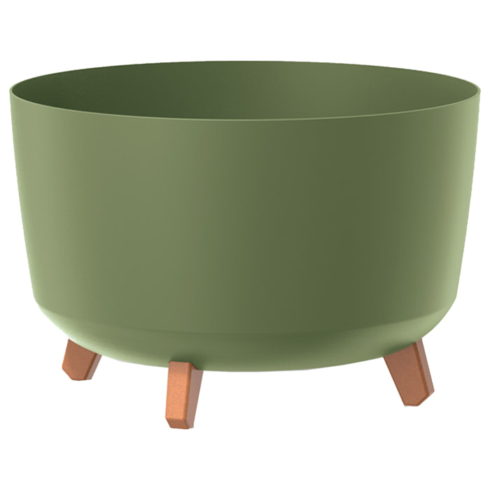 Macetero color verde tierra,sin depósito , colección gracia de 39cm x 39cm x 25,7cm cm, capacidad de 21,5 l.