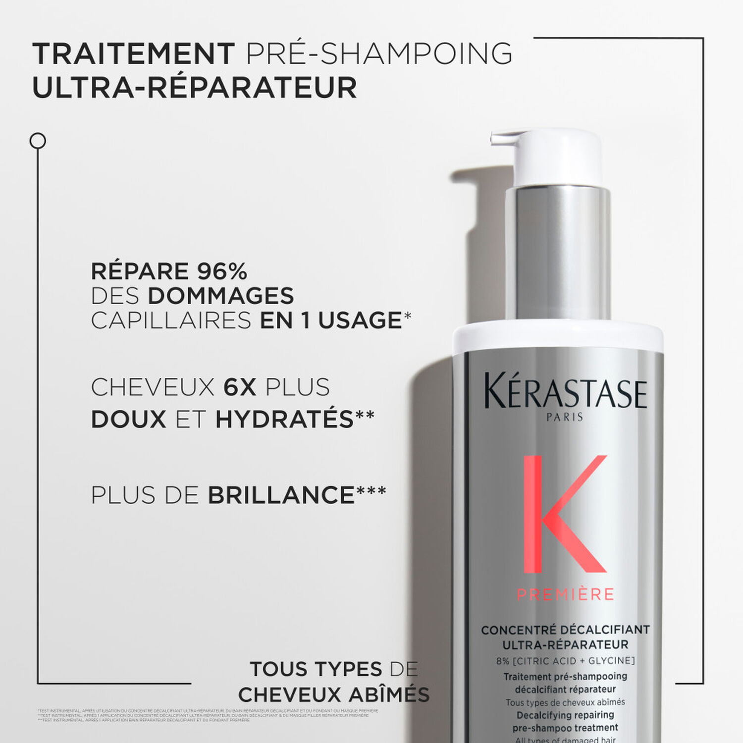 Premiere - Traitement pré-shampoing décalcifiant réparateur pour cheveux abîmés