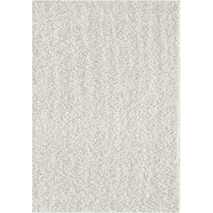 Tapis longs poils shaggy 160x230 rectangle tissé crème motif uni SIMPLE