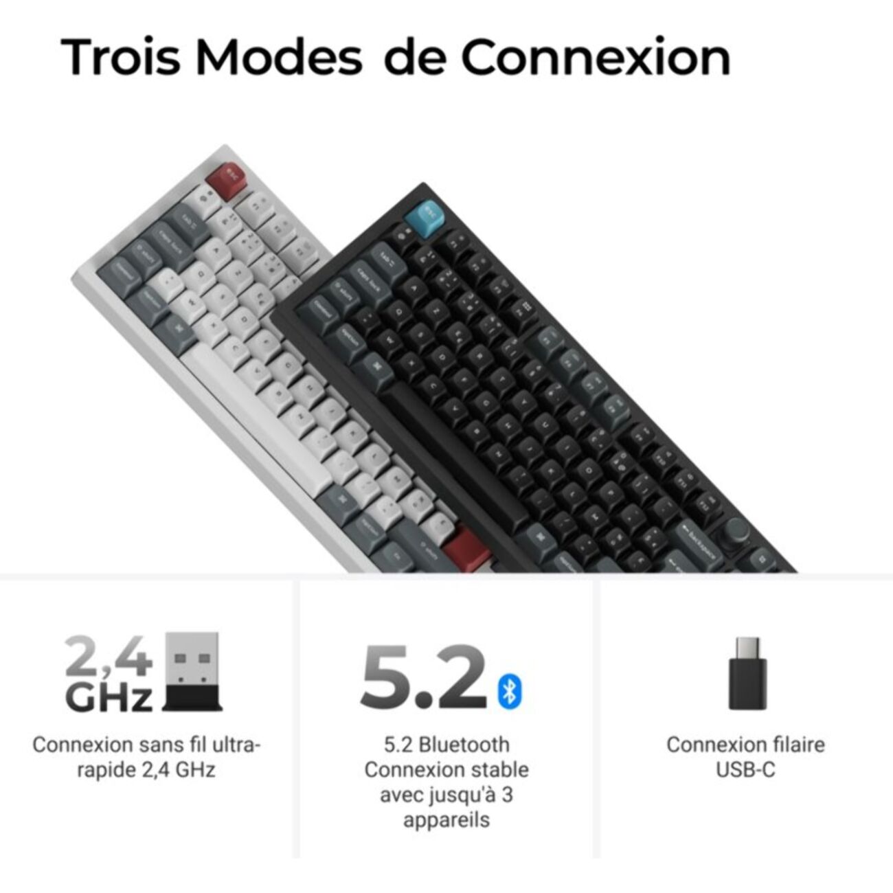 Clavier gamer sans fil KEYCHRON Q6 Ultra 8K Swappable RGB Backlight