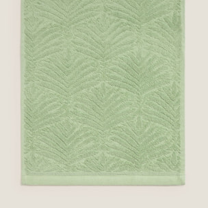 Toalla de baño de rizo jacquard hojas Palmir color verde 100% Algodón