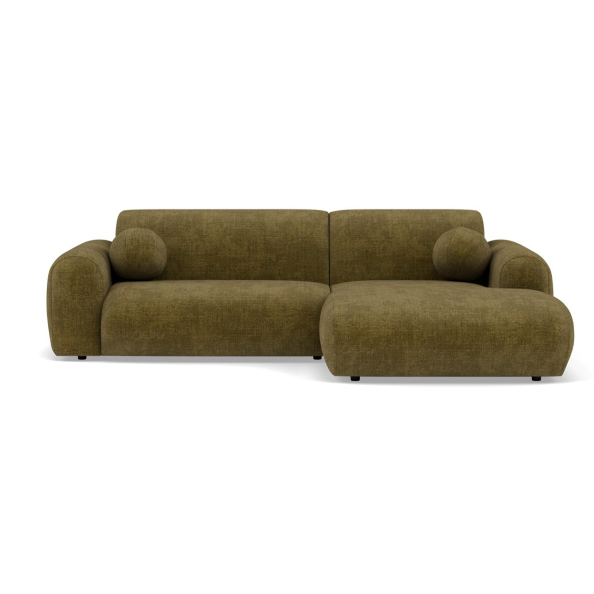 Louise - Canapé d'angle droit 4 places en velours texturé - Vert Kaki