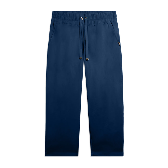 Pantaloni Cropped in Popeline elasticizzato