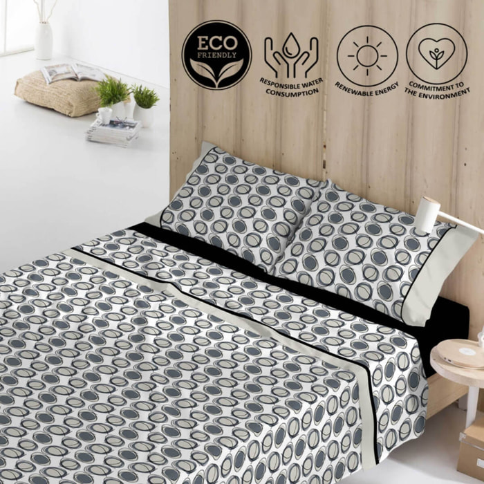 Naturals - Juego de Sábanas - Incluye 1 o 2 Fundas de Almohada + 1 Sábana Bajera - 50% Algodón - 50% Poliéster - Dots