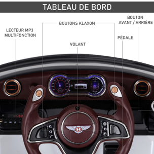 Véhicule électrique enfants 2 moteurs 108L x 60l x 43H cm télécommande effets sonores + lumineux blanc Bentley