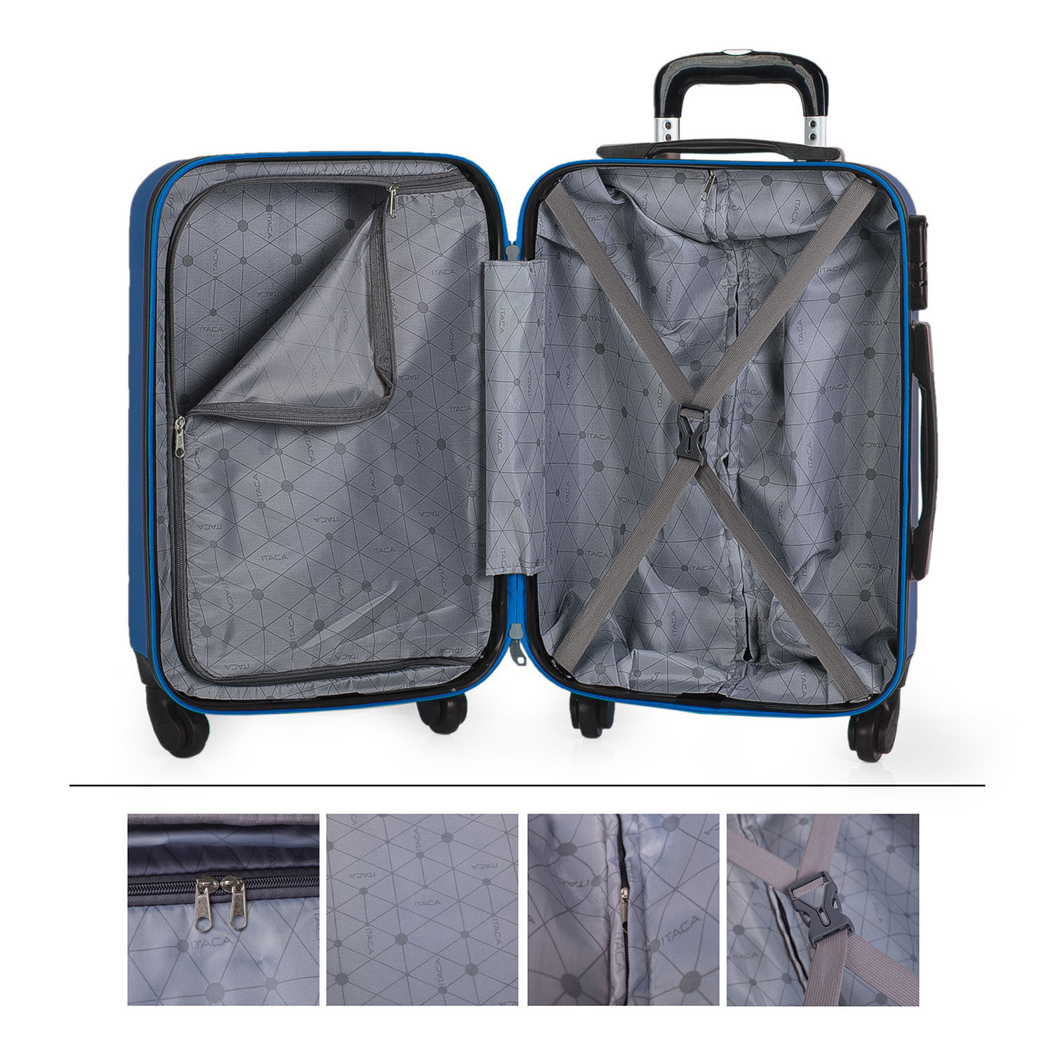 Juego De Maletas Rígidas Abs Itaca Simoa Azul
