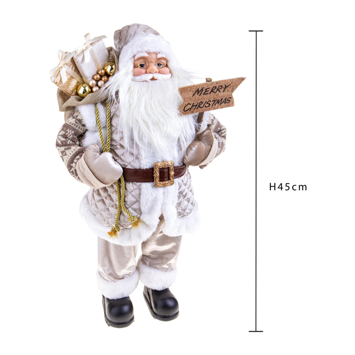 Babbo Natale 45 Cm Con Sacco Doni - Pezzi 1 - 22X45X17cm - Colore: Dorato - Bianchi Dino - Articoli Natalizi