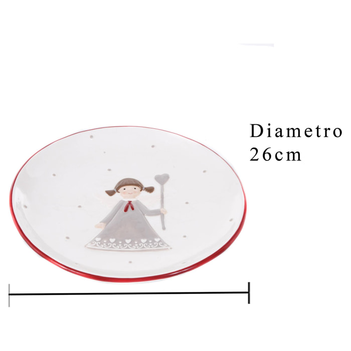 Piatto Bambina. Altezza 26 Cm - Pezzi 2 - 26,2X3,5X26,2cm - Colore: Altro - Bianchi Dino - Articoli Natalizi