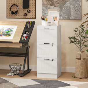 Caisson bureau 2+1 tiroir verrouillable dossiers suspendus dim. 40x40x101cm MDF blanc