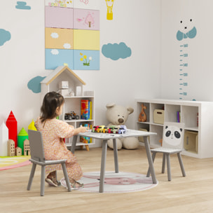 Mesa y Sillas Infantiles de 3 Piezas Mesa Infantil con 2 Sillas Juego de Muebles para Actividades para Niños de 3-8 Años para Dormitorio Sala de Juegos Gris y Blanco