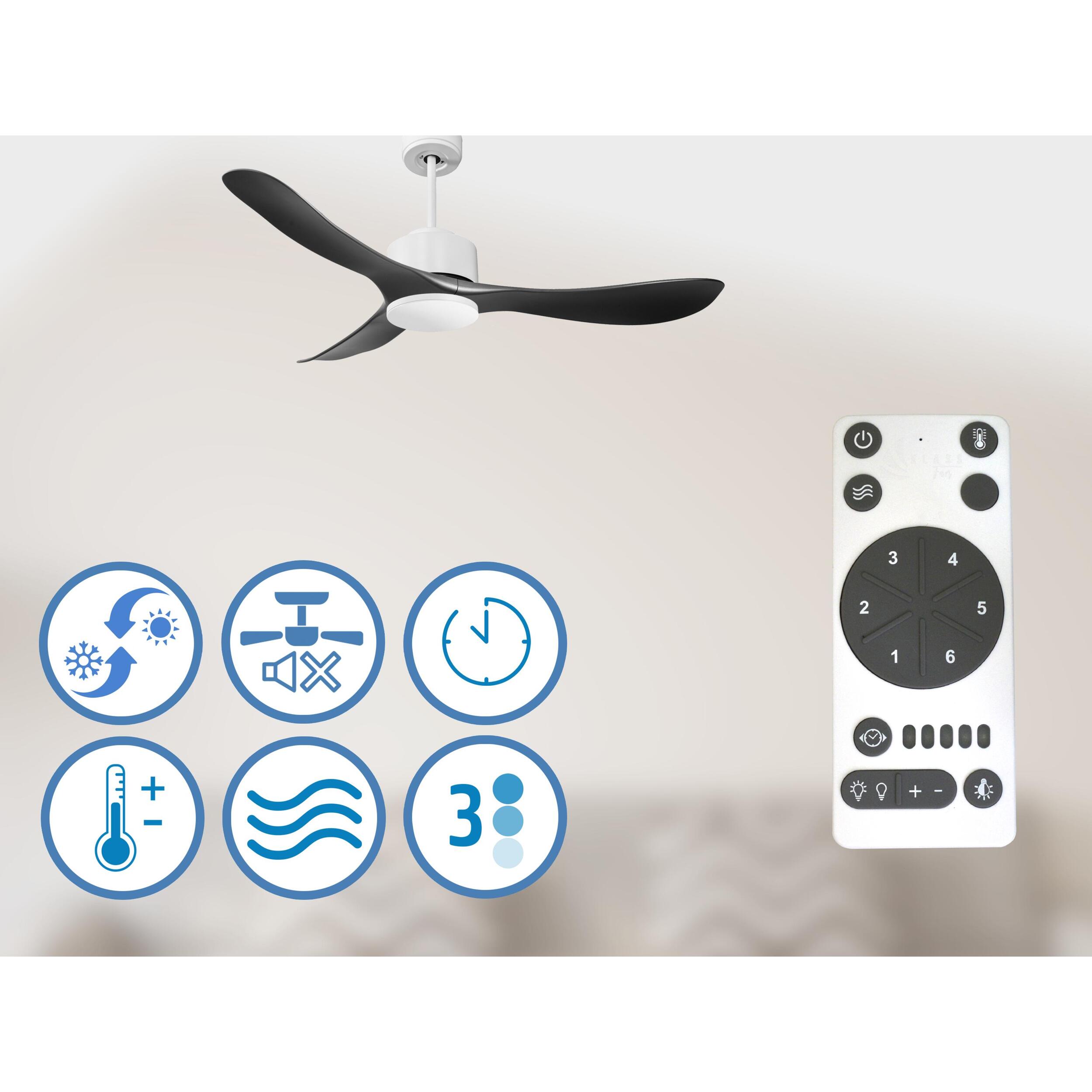 Ventilateur de plafond ø132 cm avec Wifi Réversible Hypersilence 40   W Blanc
