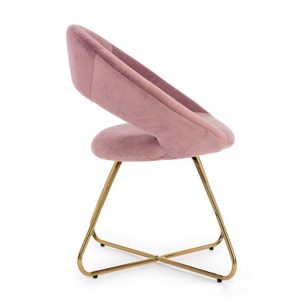 Poltroncina VANITY ORO velluto rosa