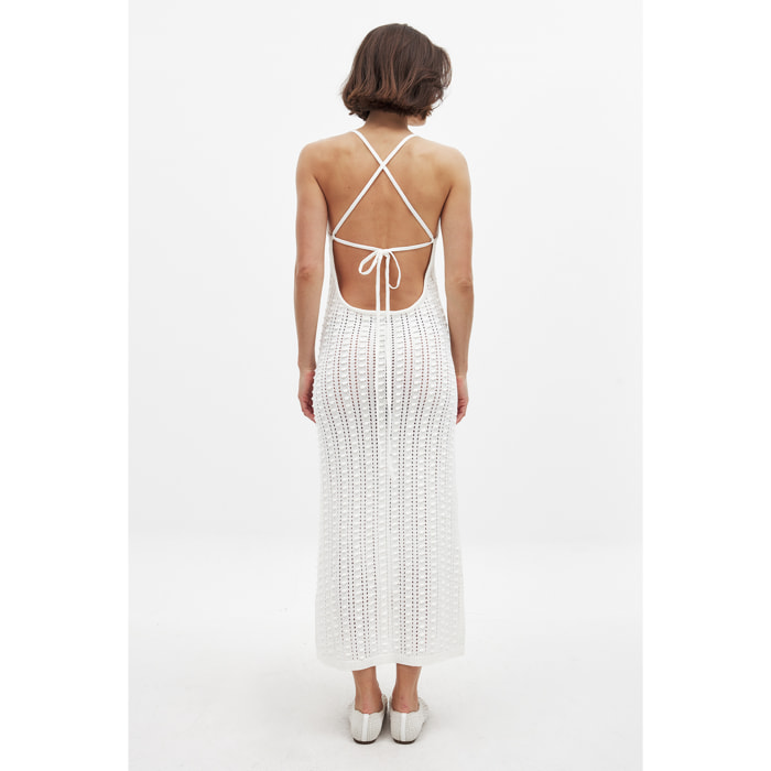 Crochet Tie Detail Midi Dress Vestiti in maglia Nakd