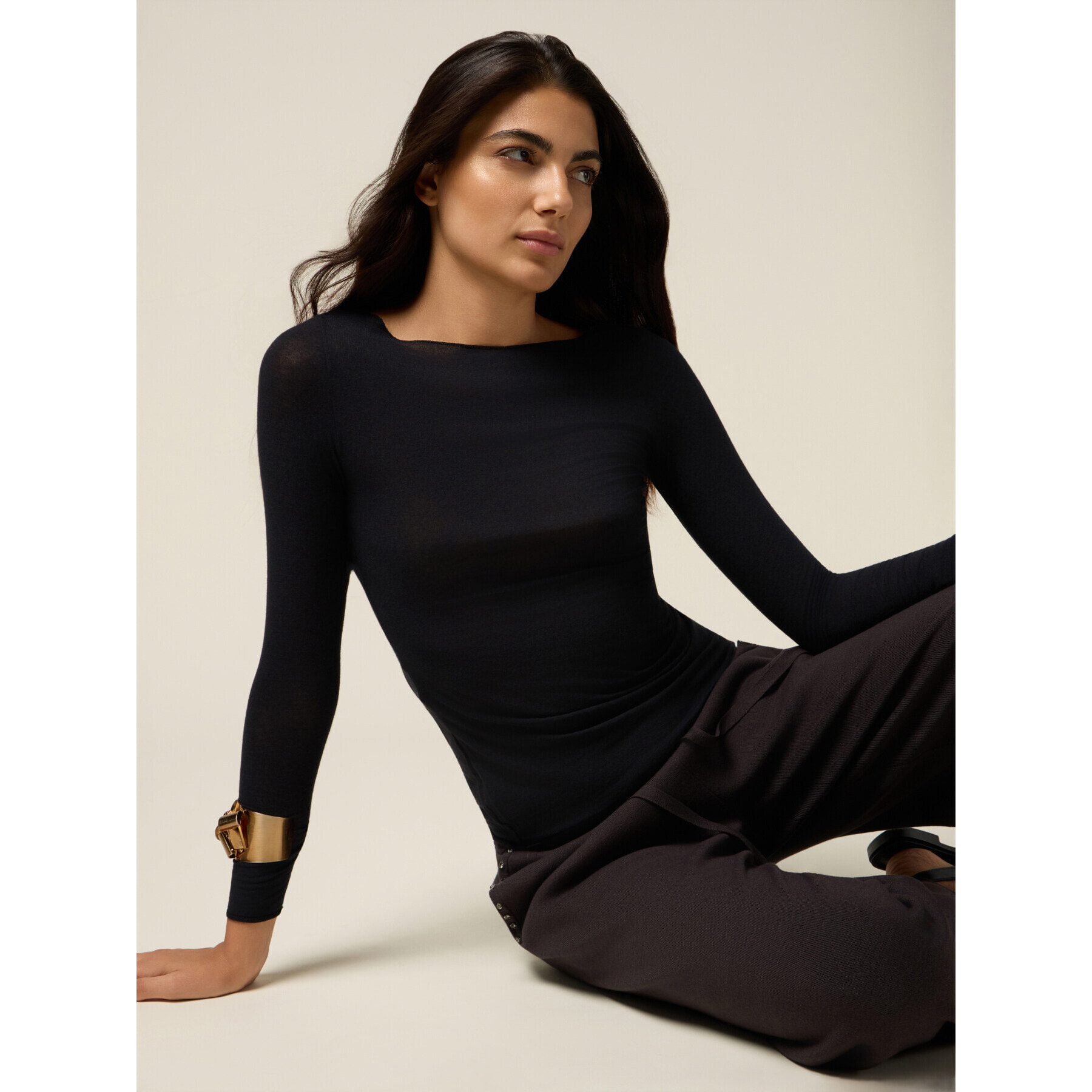 Oltre - Camiseta mezcla de cachemir - Negro