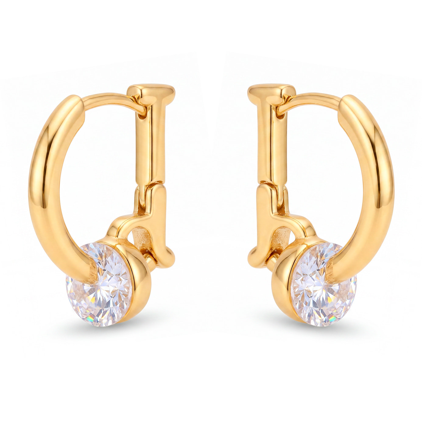 Pendientes de Circonita Brillante acabado en oro amarillo de 18k