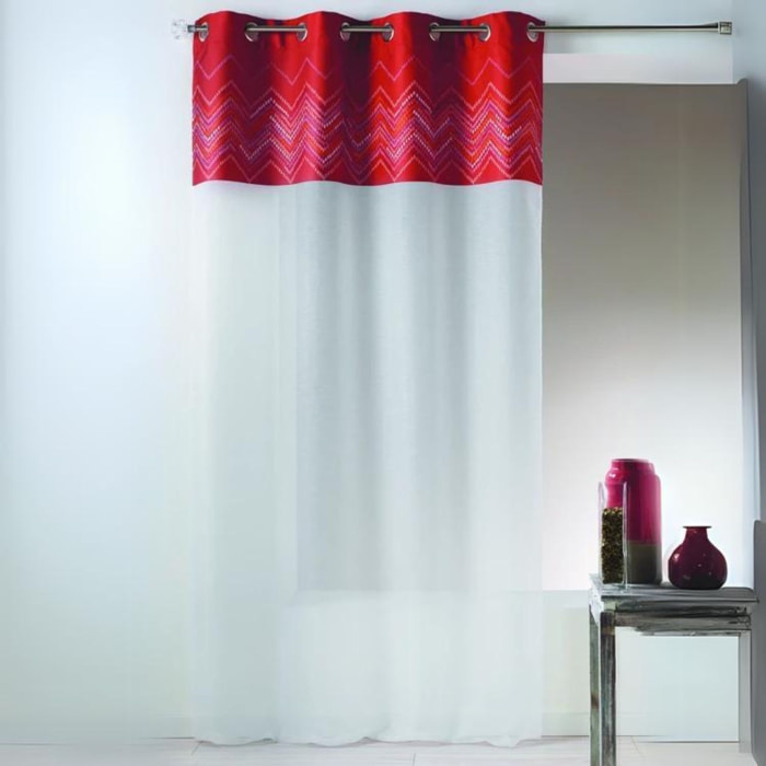 Voilage en jacquard avec parement haut 'chevron' - Terracotta