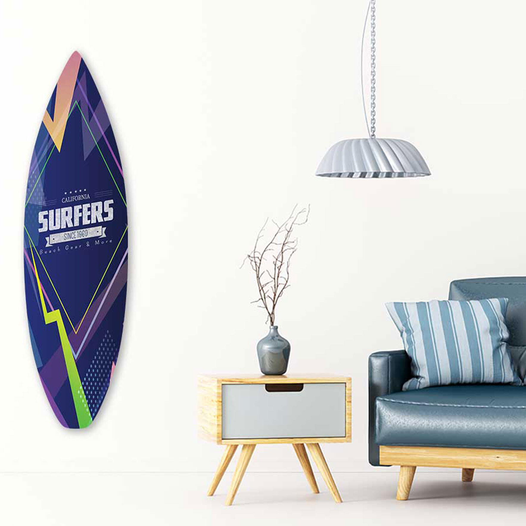 Planche de surf décorative esprit 90's california Tableau alu Dibond