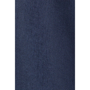 Camicia blu marino a polo in lino-cotone con ricamo Rigby Go