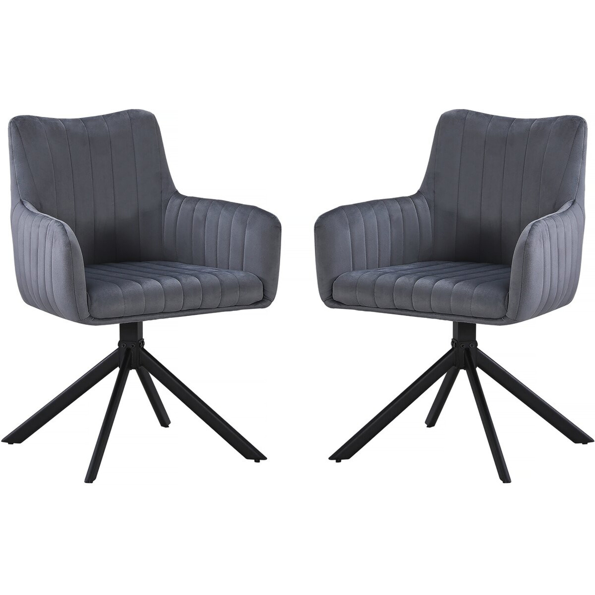 Lot de 2 chaises en tissu "Pharell" - 60 x 61 x 91 cm - Gris