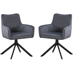 Lot de 2 chaises en tissu "Pharell" - 60 x 61 x 91 cm - Gris
