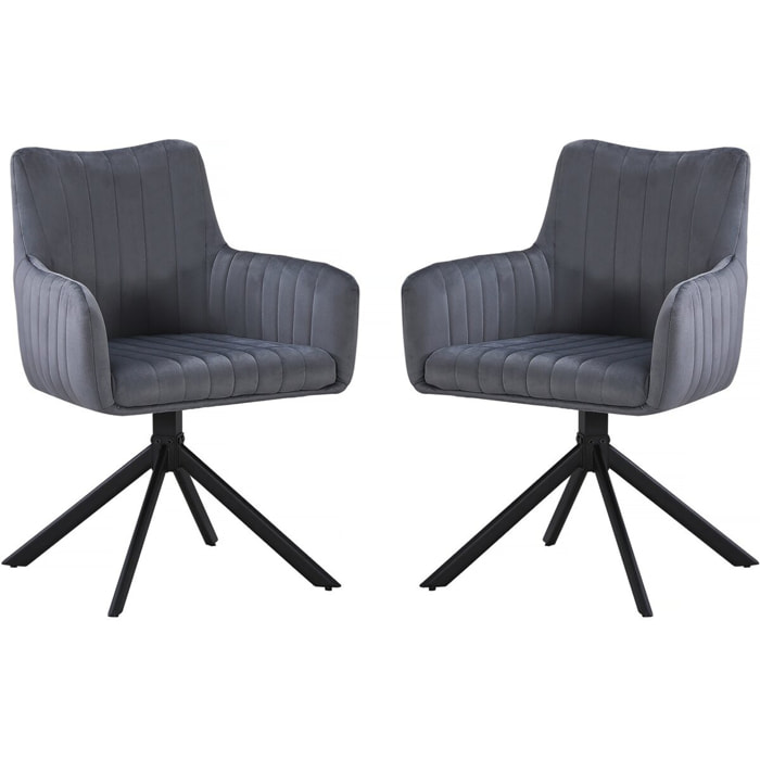 Lot de 2 chaises en tissu "Pharell" - 60 x 61 x 91 cm - Gris