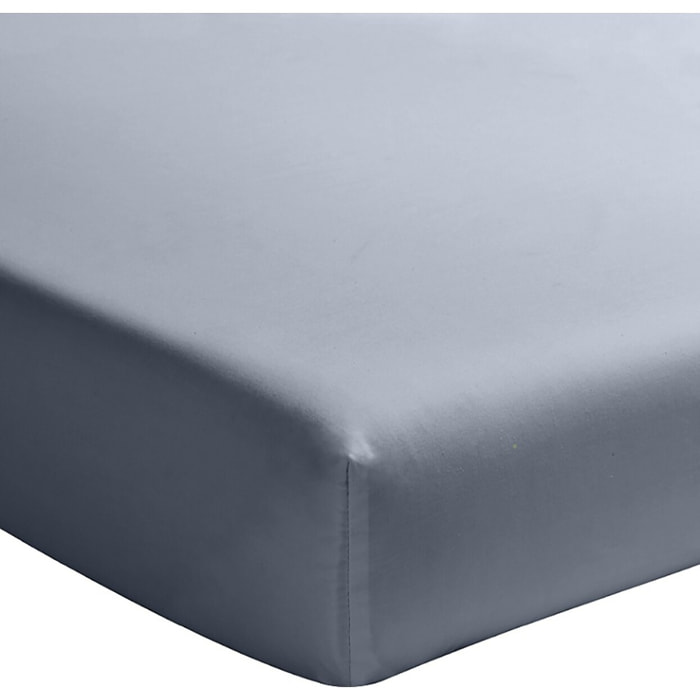 Drap housse percale de coton bleu anthracite