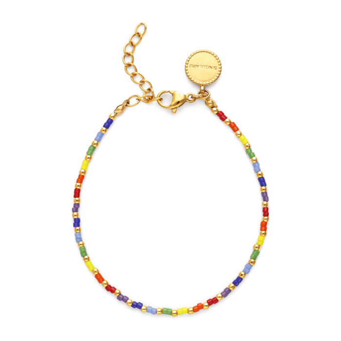 Pulsera Rainbow Colors Acero Baño Oro