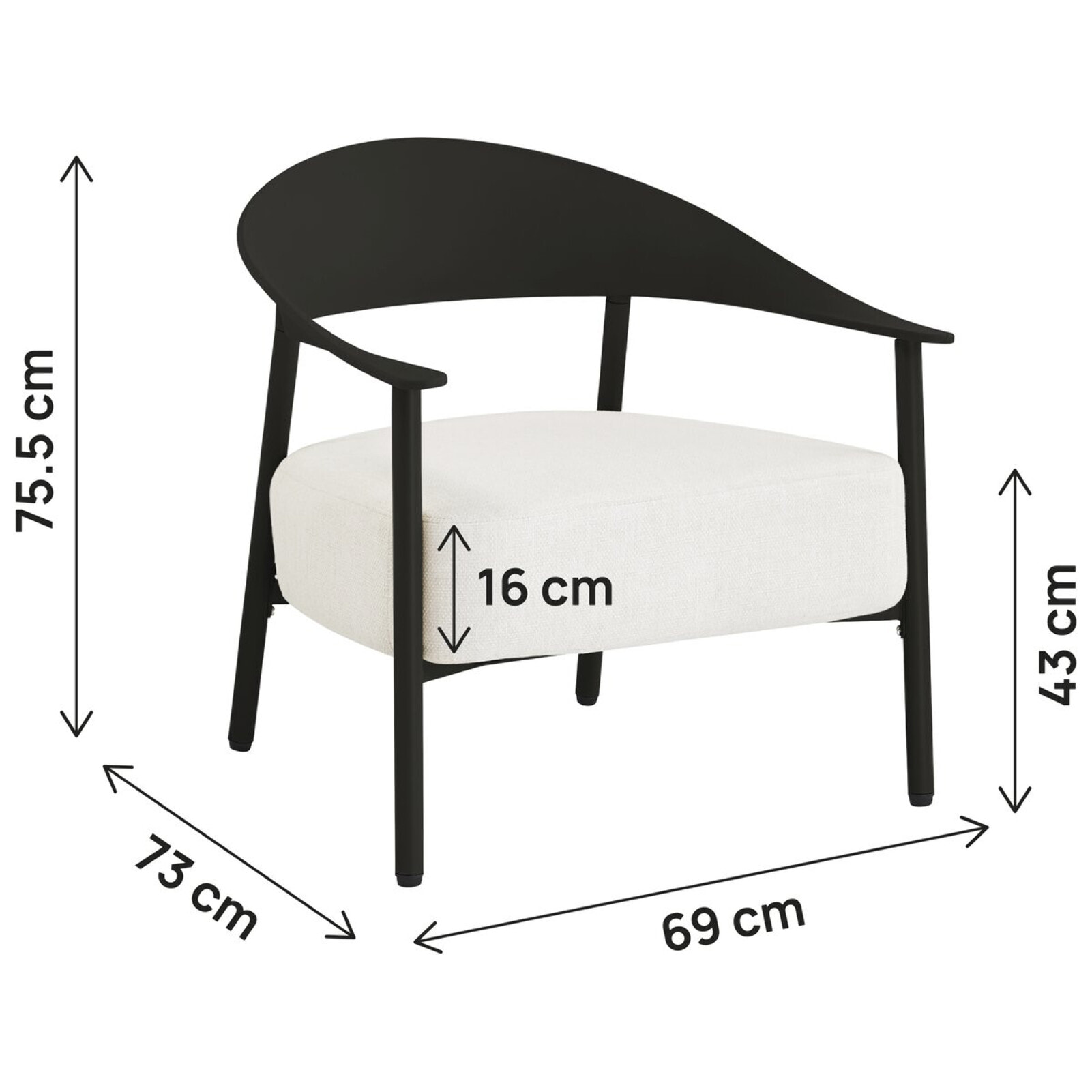Lot de 2 fauteuils de jardin en plastique et en métal "Céora" - Noir