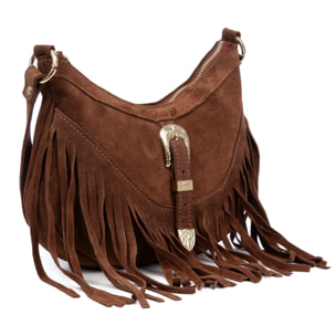 Barlassina borsa a tracolla Donna. Pelle vera Scamosciata, con frange.