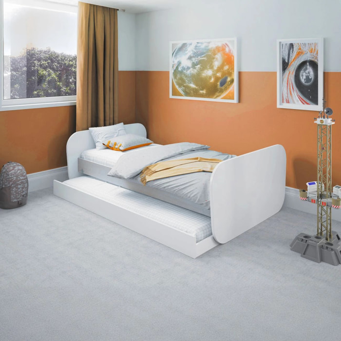 Cama nido juvenil con cabecero en blanco y oak soft 102x205,4 cm Misty Breeze Blanco - Oak Soft