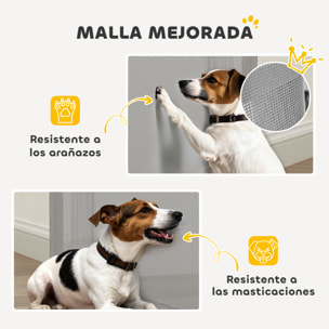 Barrera de Seguridad para Perros Retráctil, Extensible hasta 180 cm de Ancho y 93 cm de Alto, para Escaleras y Puertas, Valla para Perros Pequeños y Medianos, Uso con Una Sola Mano, Gris