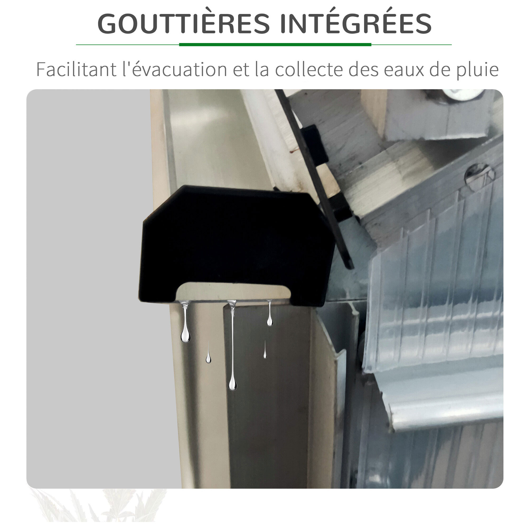 Serre de jardin aluminium polycarbonate 4,8 m² dim. 2,53L x 1,9l x 2H m lucarne réglable fondation porte coulissante