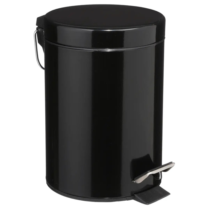 Poubelle ronde métal 3L "Colorama" noir