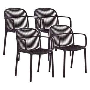 Set da 4 sedie da giardino nere con braccioli in polipropilene – Sintra