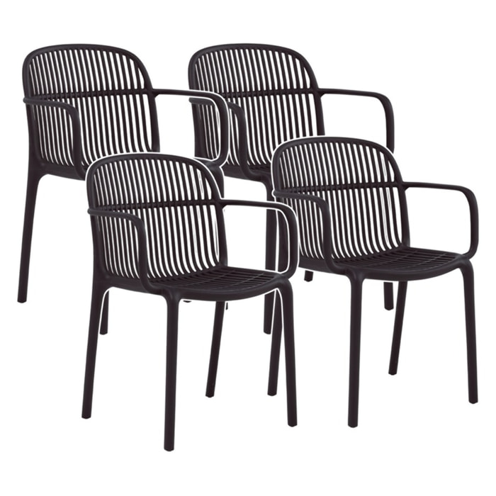 Set da 4 sedie da giardino nere con braccioli in polipropilene – Sintra